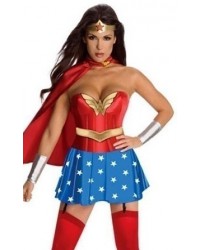 SV3854C Red Wonder Woman Corset with Skirt and Cape